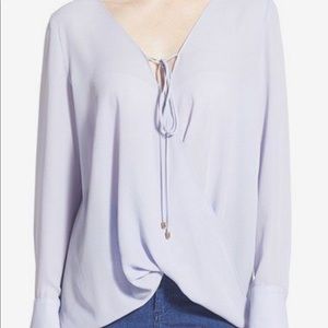 Wrap Front Long Sleeve Blouse